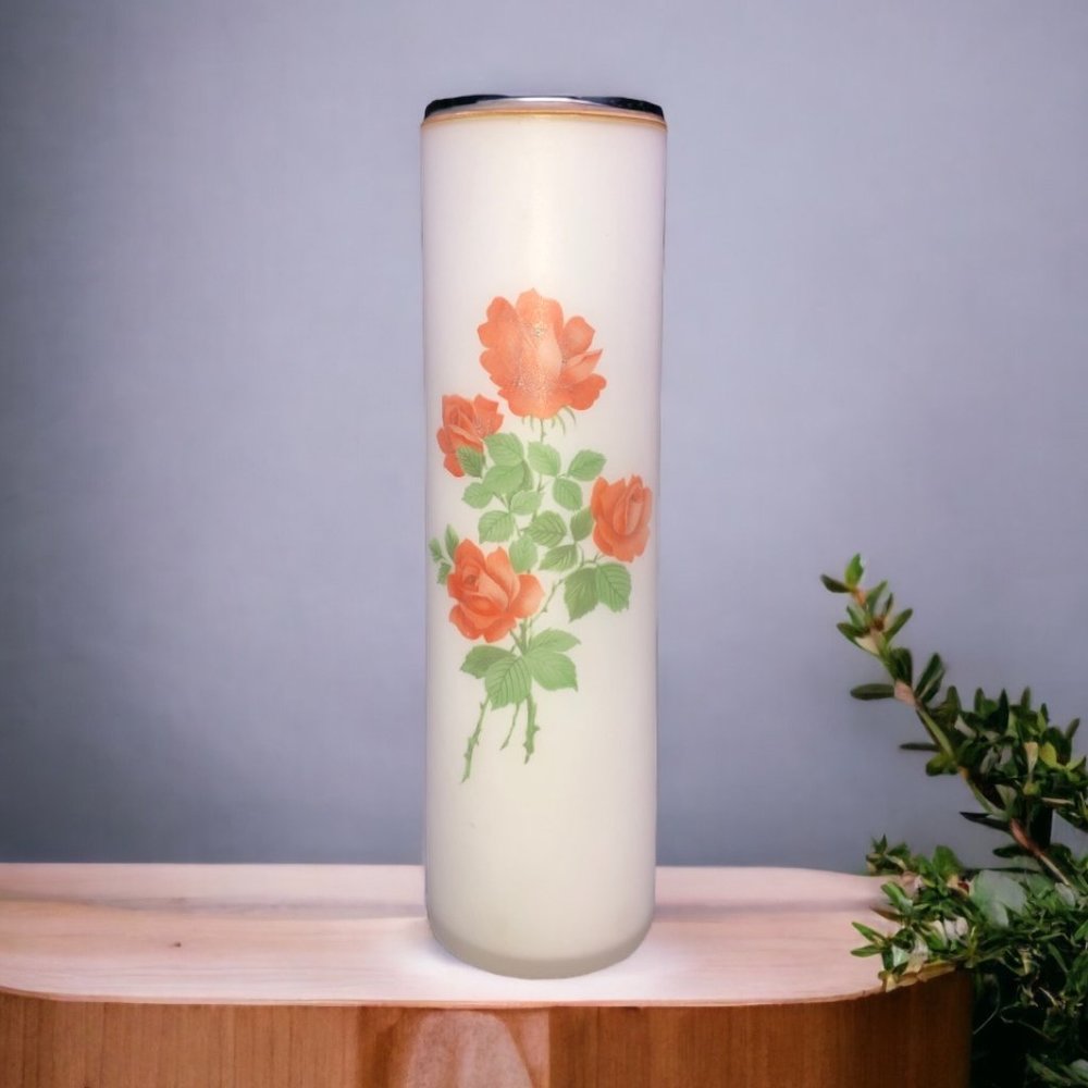 Giftcraft Satin Glass Apricot Rose Floral Vase